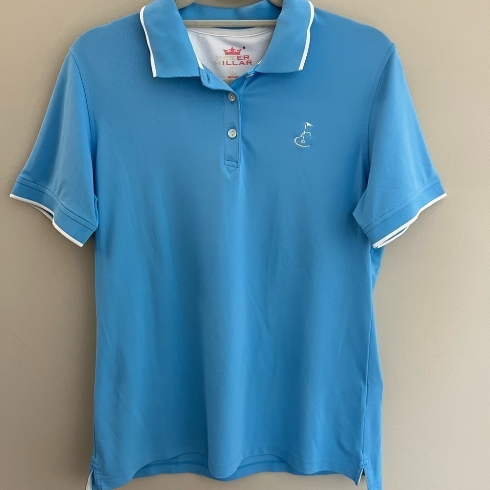 Peter Millar Polo Short Sleeve Blue Size Large